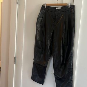 Velvet by Graham & Spencer, black faux leather pleated trousers, size 6
